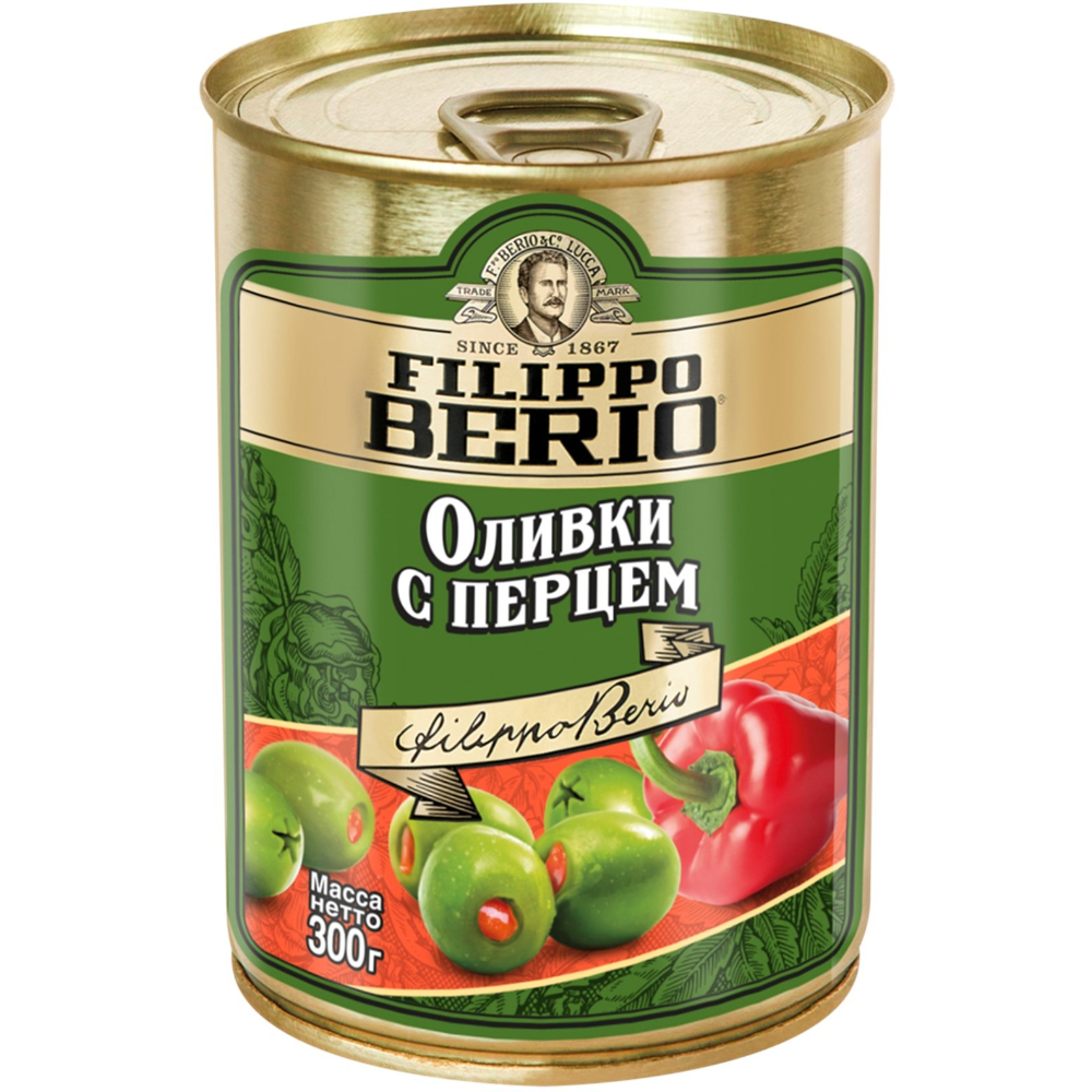 Оливки фаршированные перцем Filippo Berio 300 г