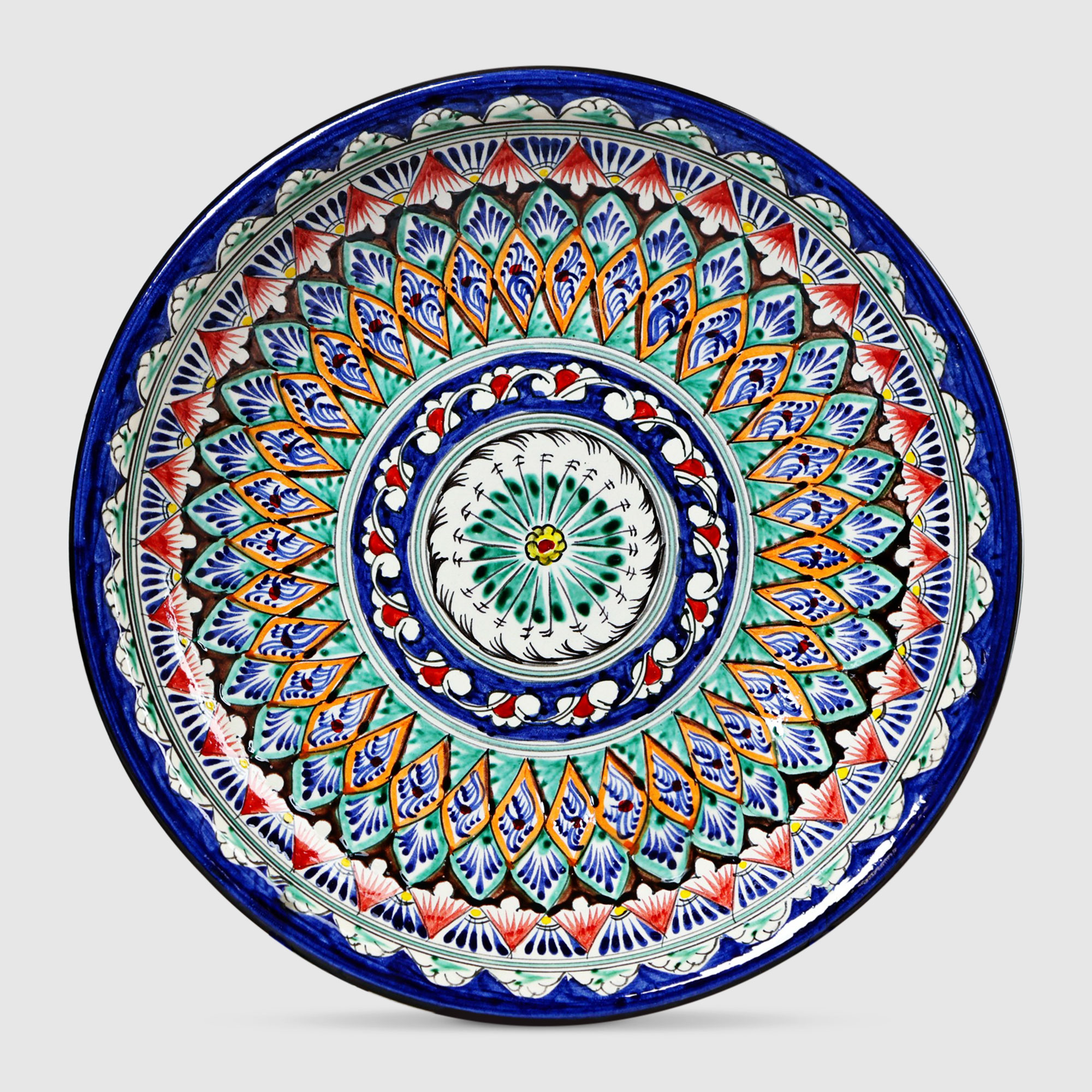 

Ляган Риштанская керамика Узоры Риштанская роспись синяя, глубокий 33 см 5279314, Синий;зеленый;разноцветный