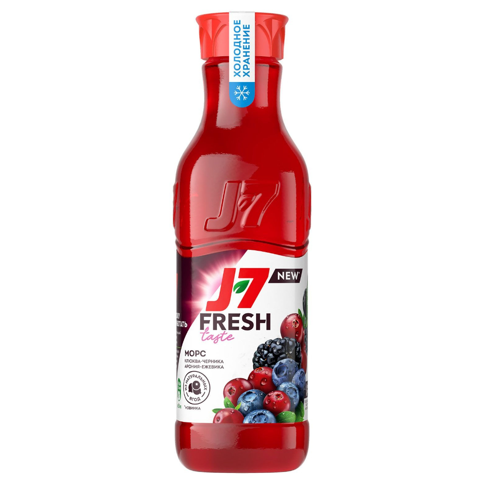 Морс J7 Fresh Taste из клюквы, черники черноплодной, рябины, ежевики 850 мл