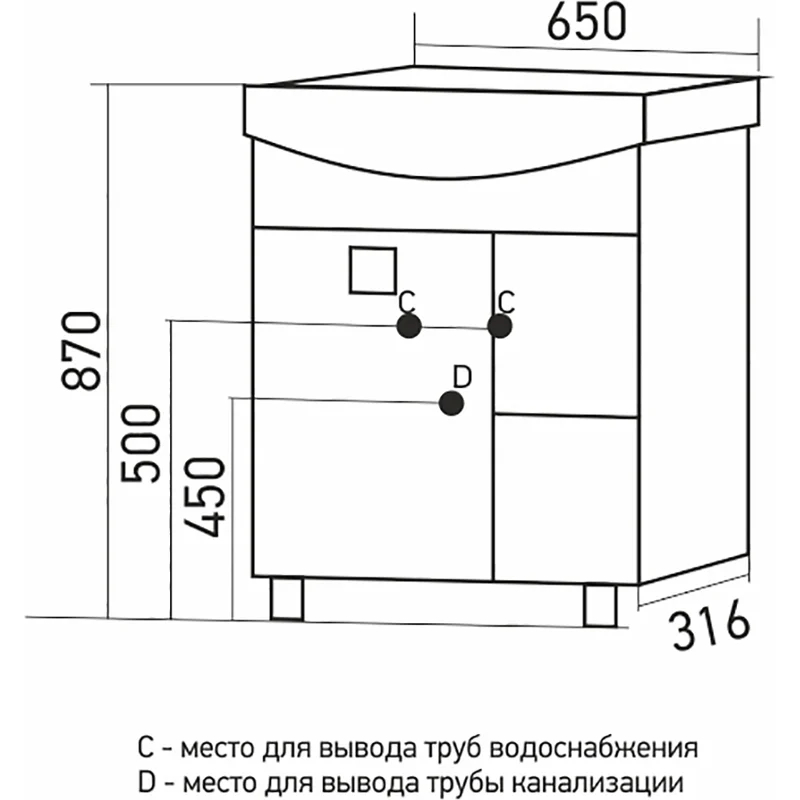 Тумба для ванной Mixline Боско-65 белая/венге под умывальник Вид№4