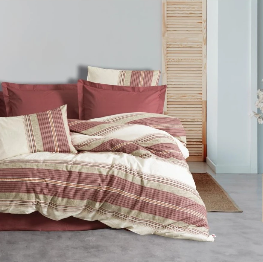 

Комплект постельного белья Cotton Box line ranforce Двуспальный 8680108071496, Бордовый;белый