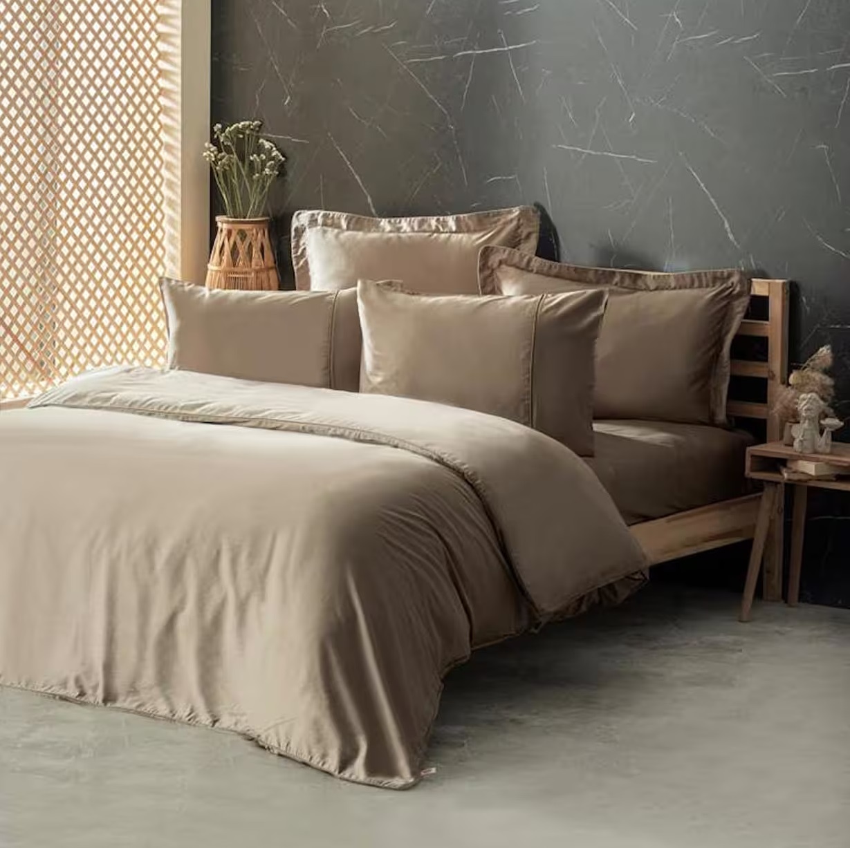 

Комплект постельного белья Cotton Box silky satin Двуспальный 8680108070420, Бежевый