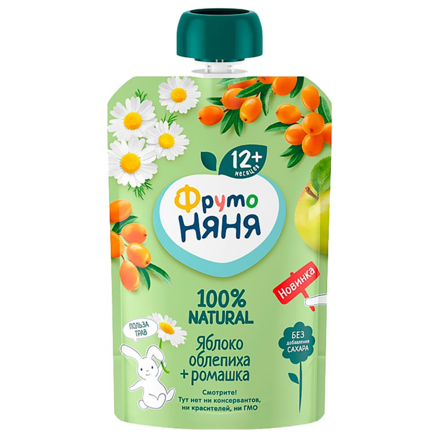 Пюре фруктовое ФрутоНяня пауч, яблоко, облепиха, ромашка 90 г