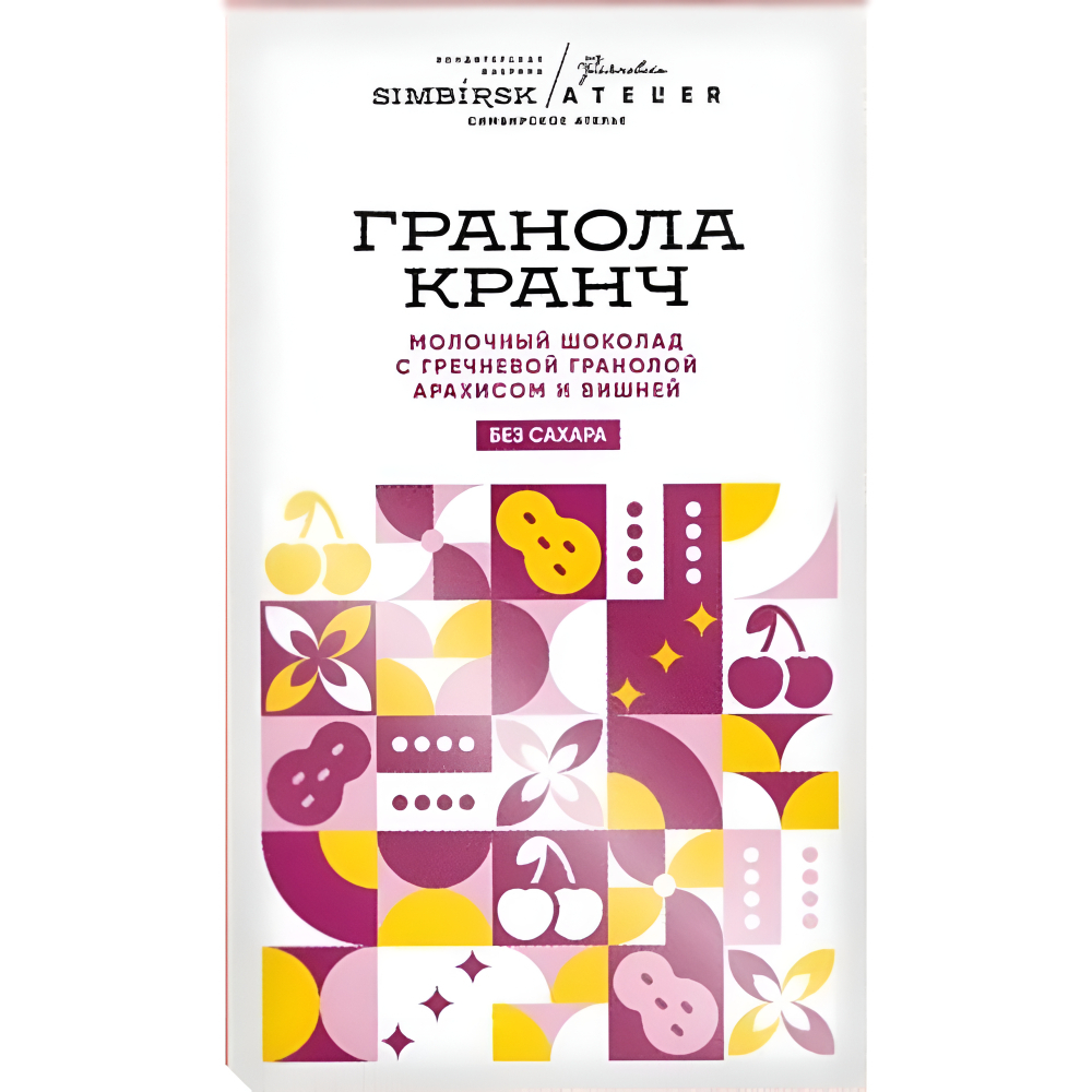 

Шоколад Simbirsk Atelier Гранола Кранч молочный с гречневой гранолой арахисом и вишней 60 г