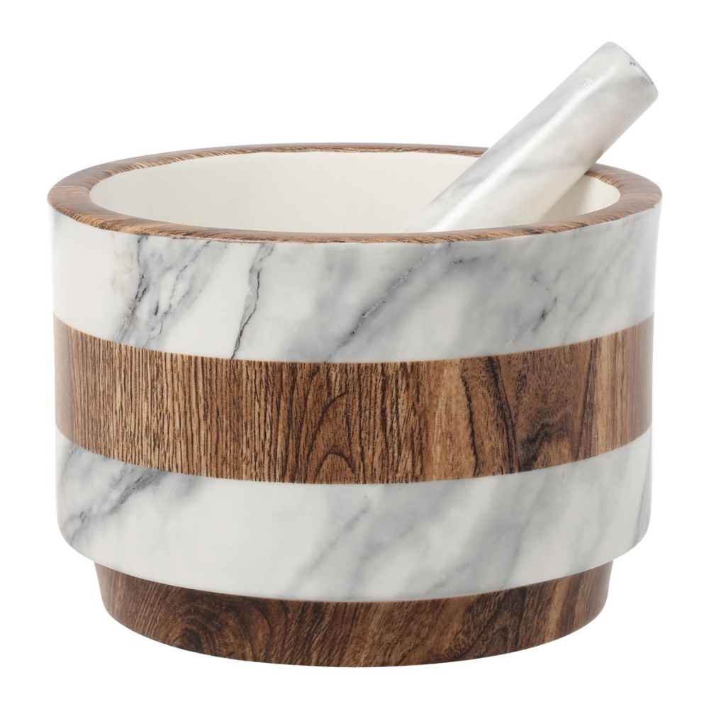 фото Ступка с пестиком home & style wood&marble 15 см