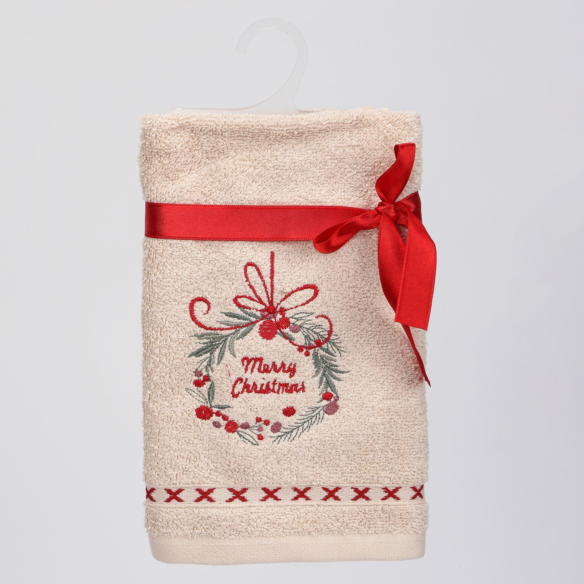 Полотенце Erteks Merry X-mas венок бежевый 40х70 см 549₽