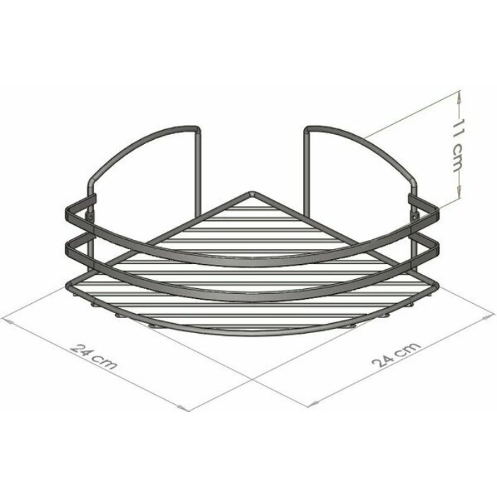 Полка в ванную Teknotel угловая 1 ярус хром 24х24х17 см Вид№2