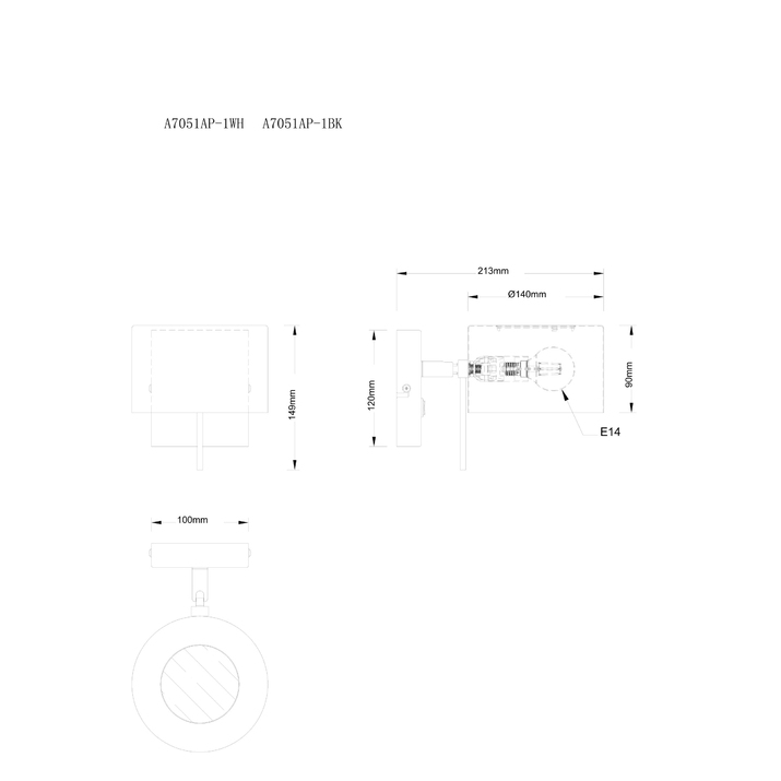 Светильник настенный ARTE LAMP A7051AP-1WH Вид№3