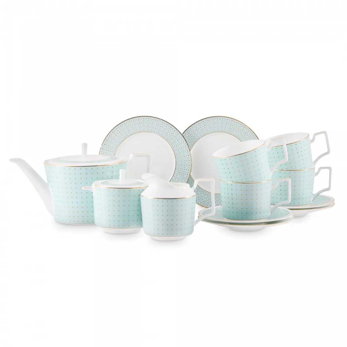 Сервиз чайный Decor de table Бирюза на 6 персон 21 предмет, фарфор костяной