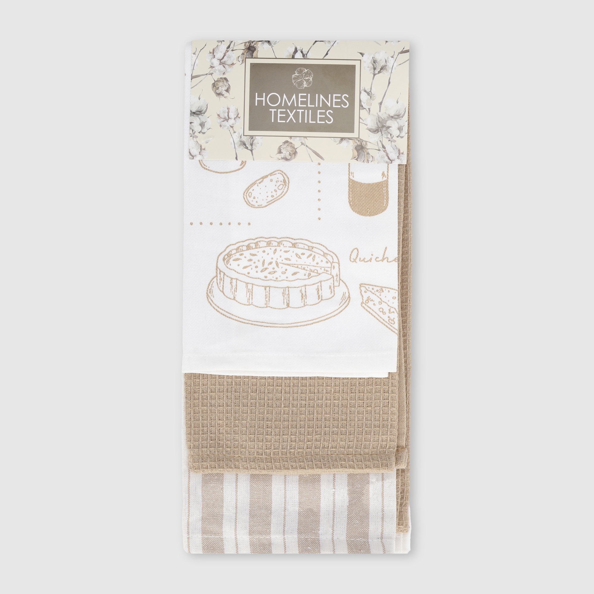 Набор полотенец кухонных Homelines textiles cook бежевый 3шт