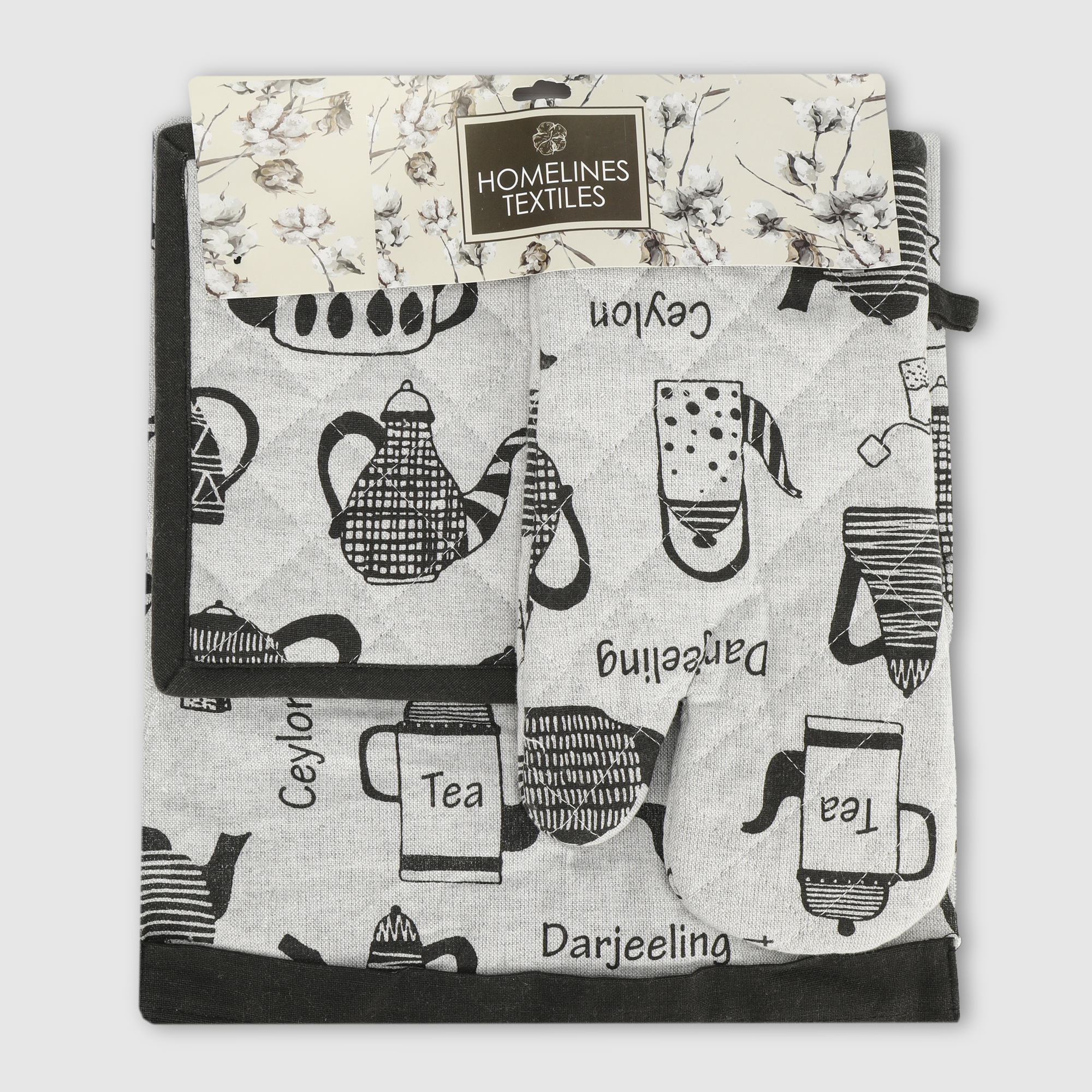 Набор кухонный Homelines textiles teapots фартук/прихватка/рукавица