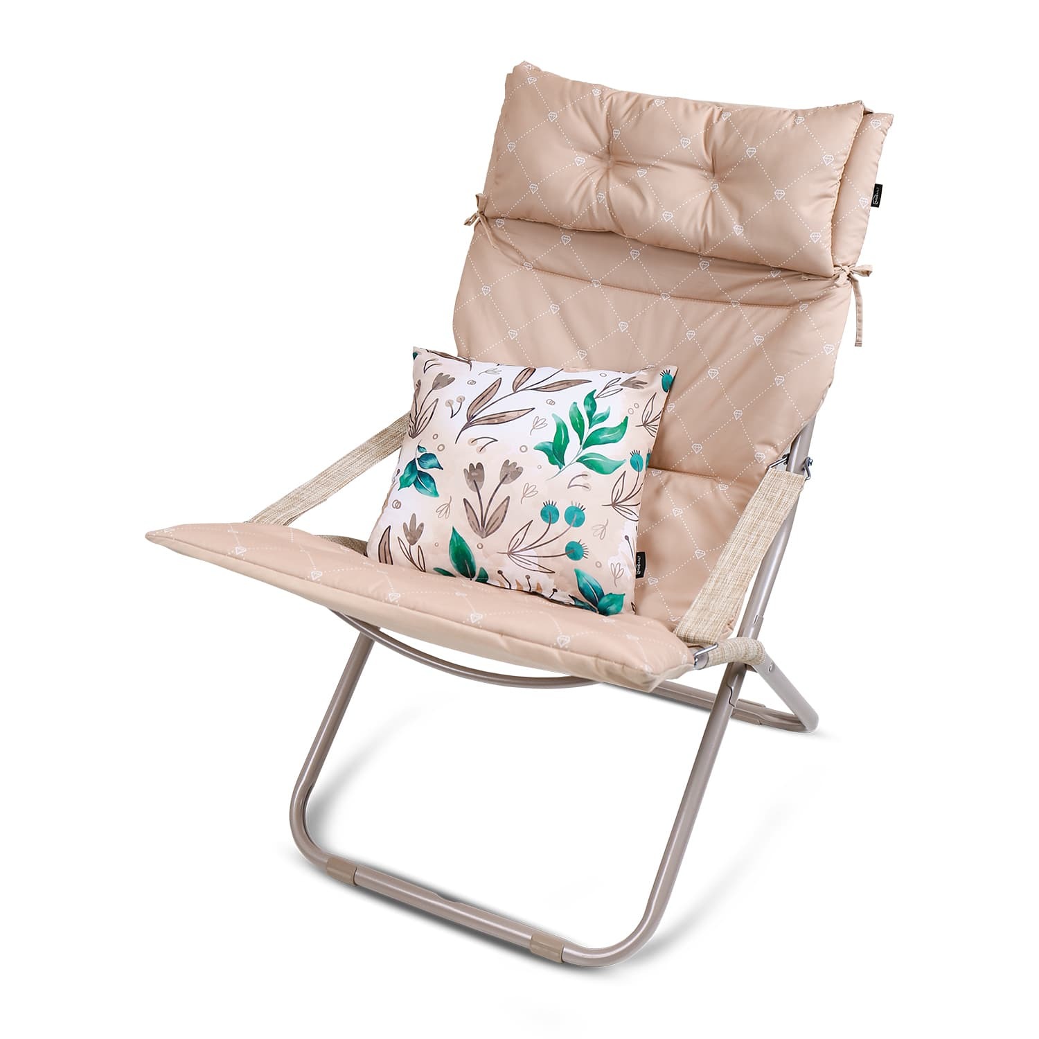 

Кресло-шезлонг Ника с матрасом и декоративной подушкой песочного цвета 85х64х86 см