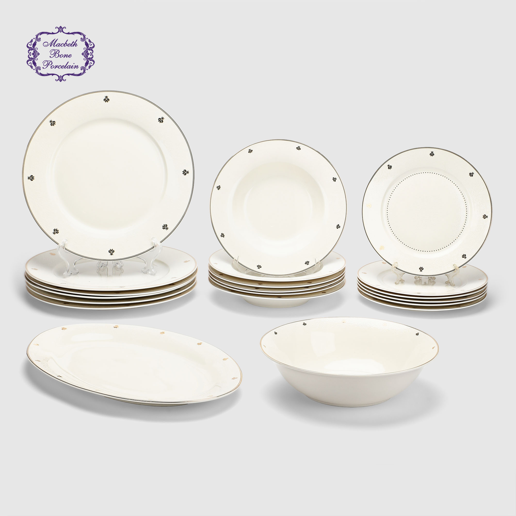 Набор столовой посуды Macbeth bone porcelain Frost 20 предметов 6 персон 9990₽