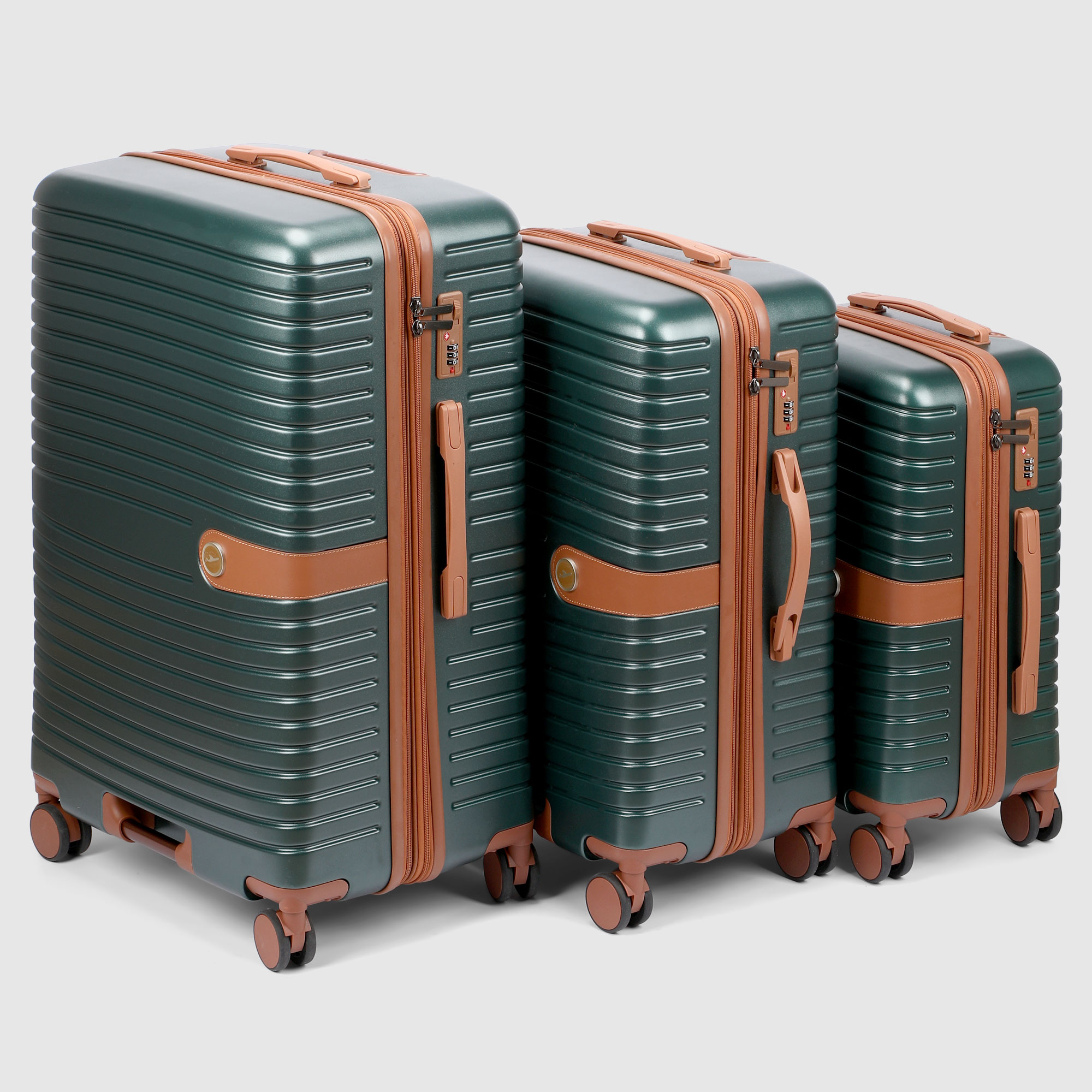 фото Набор чемоданов smarter luggage 3 размеров: 20, 24,28, тёмно-зеленый