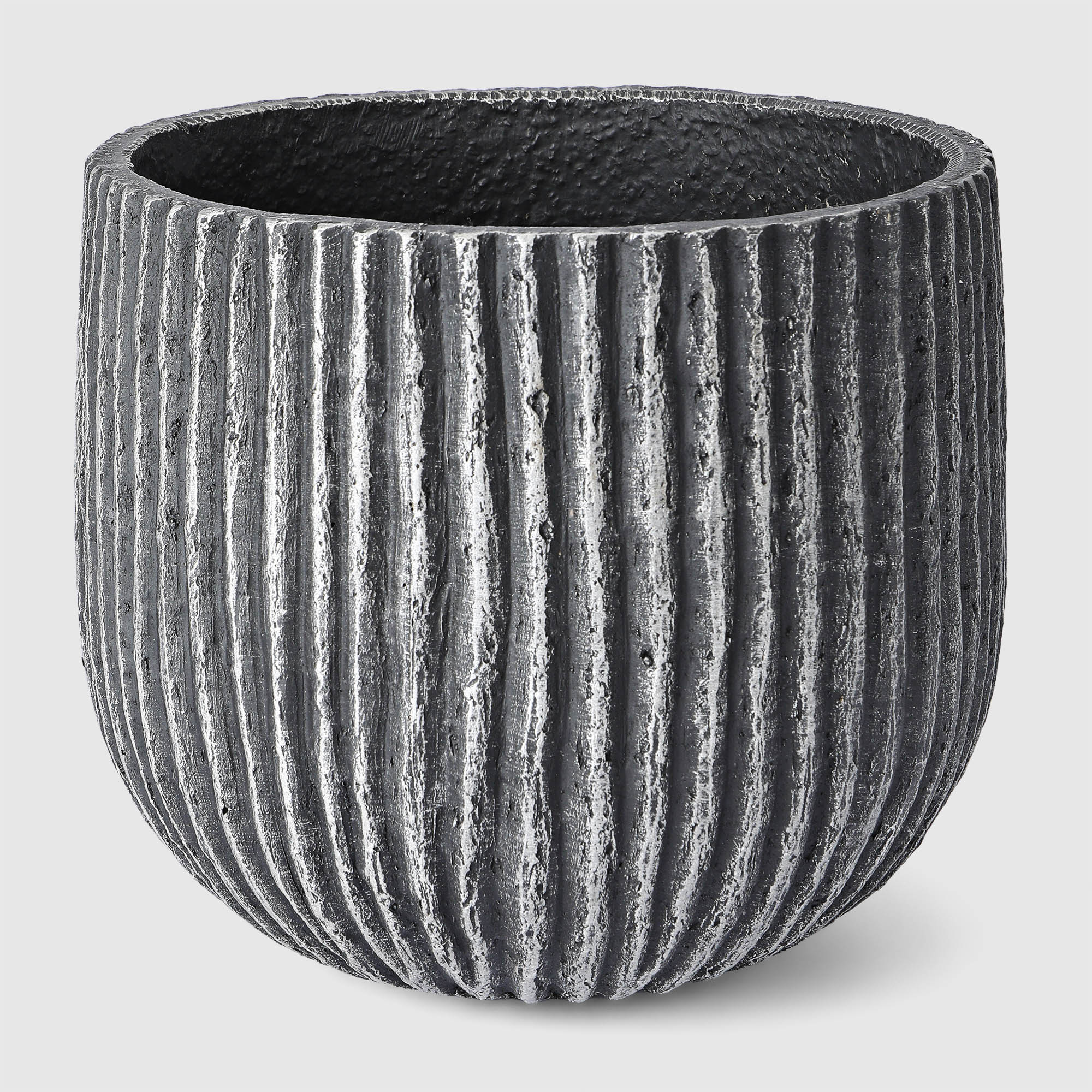 Кашпо для цветов Hinwell 25х22 см черное серебро