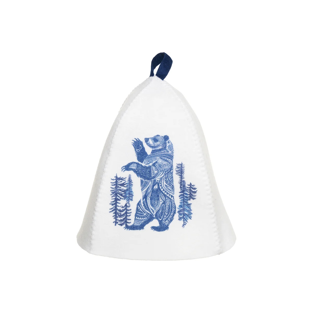 

Шапка банная ГлавБаня с принтом Мезенский медведь, войлок белый синтетический Б04021