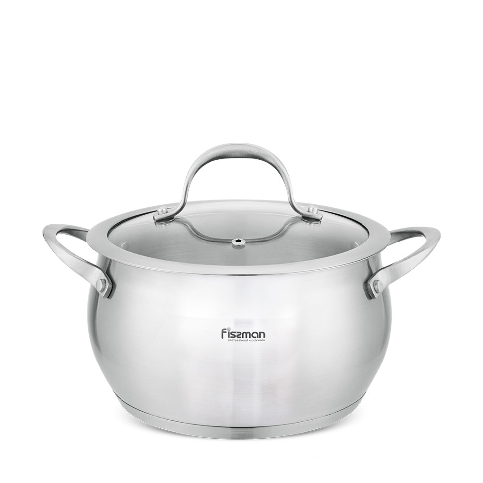 Кастрюля Fissman Cassia 24x14 см / 6,3 л со стеклянной крышкой