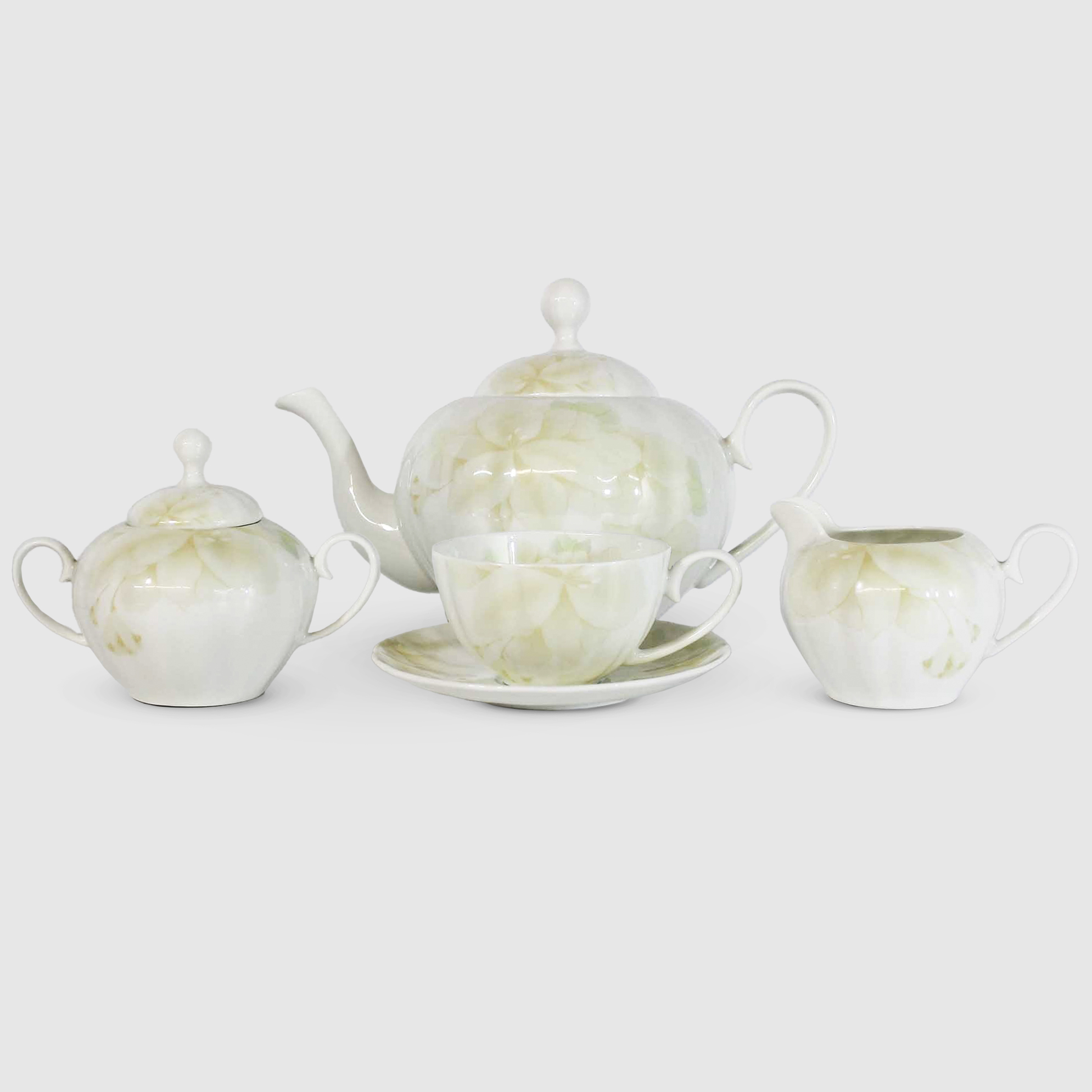 Сервиз чайный Hatori Freydis с бл.торт магнолия, белый 6 персон, 18 предметов