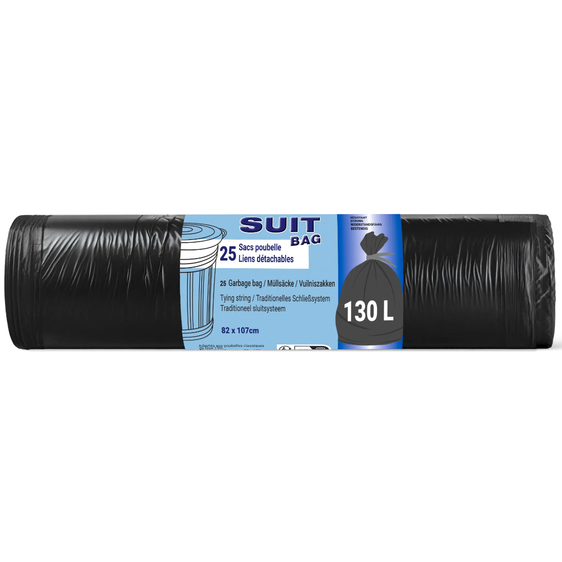 Пакет для мусора Suit bag 130л с завязкой 25шт