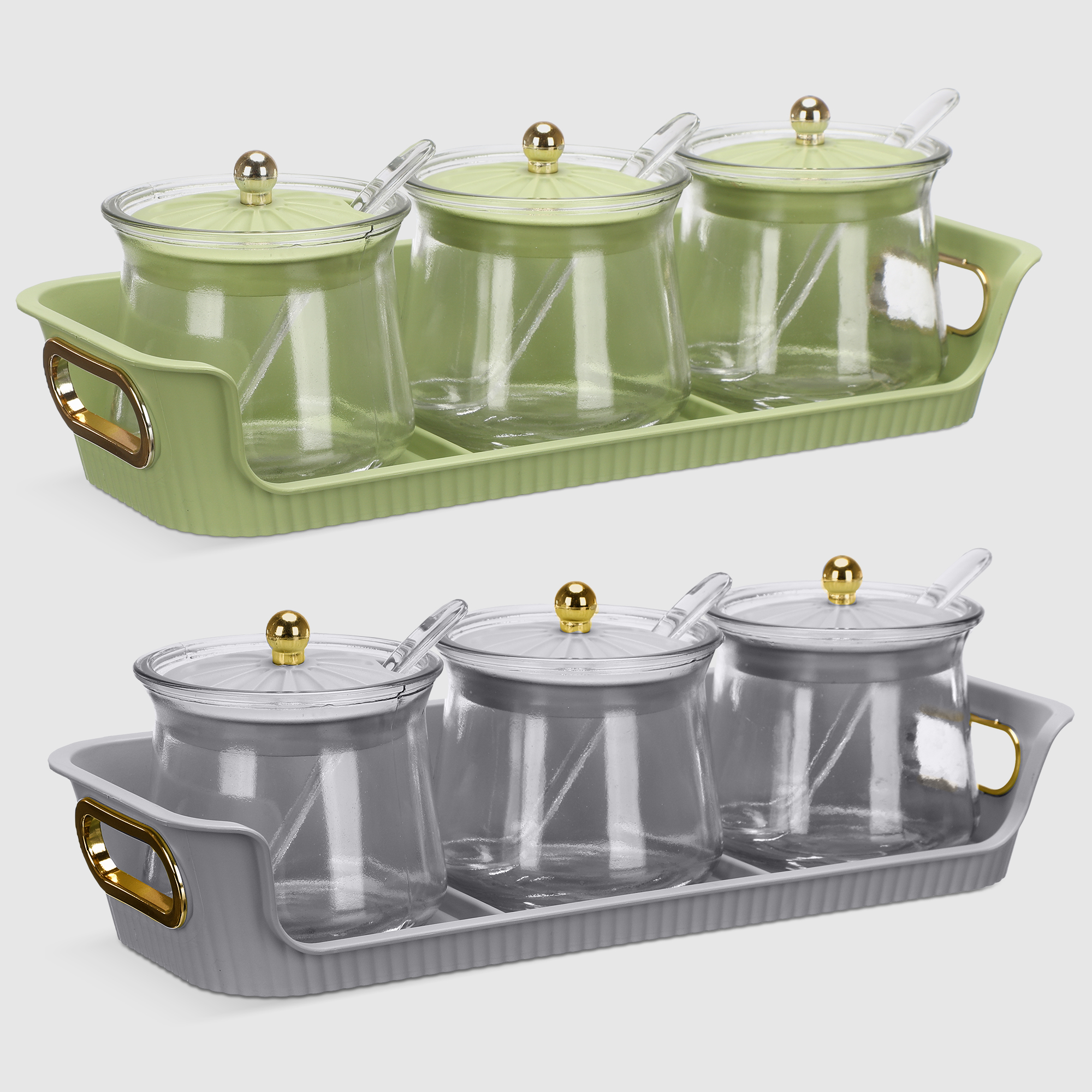 Набор для приправ Xidewang, 3 секции на подставке