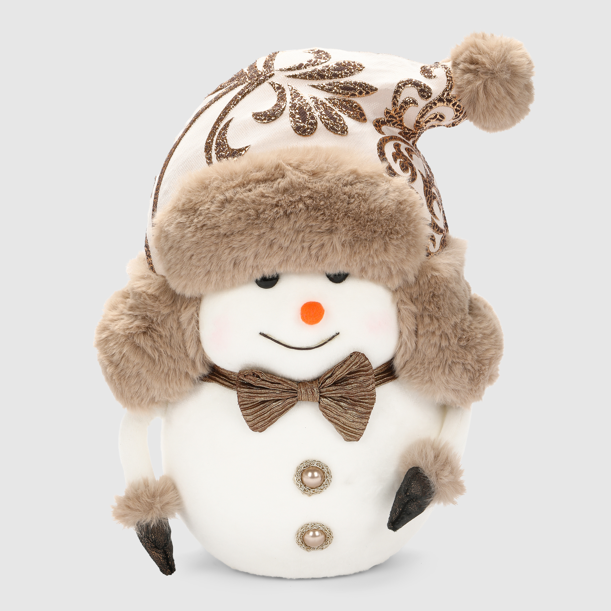 Декоративная фигура James arts снеговик в коричневой шапке 25х14х32 см