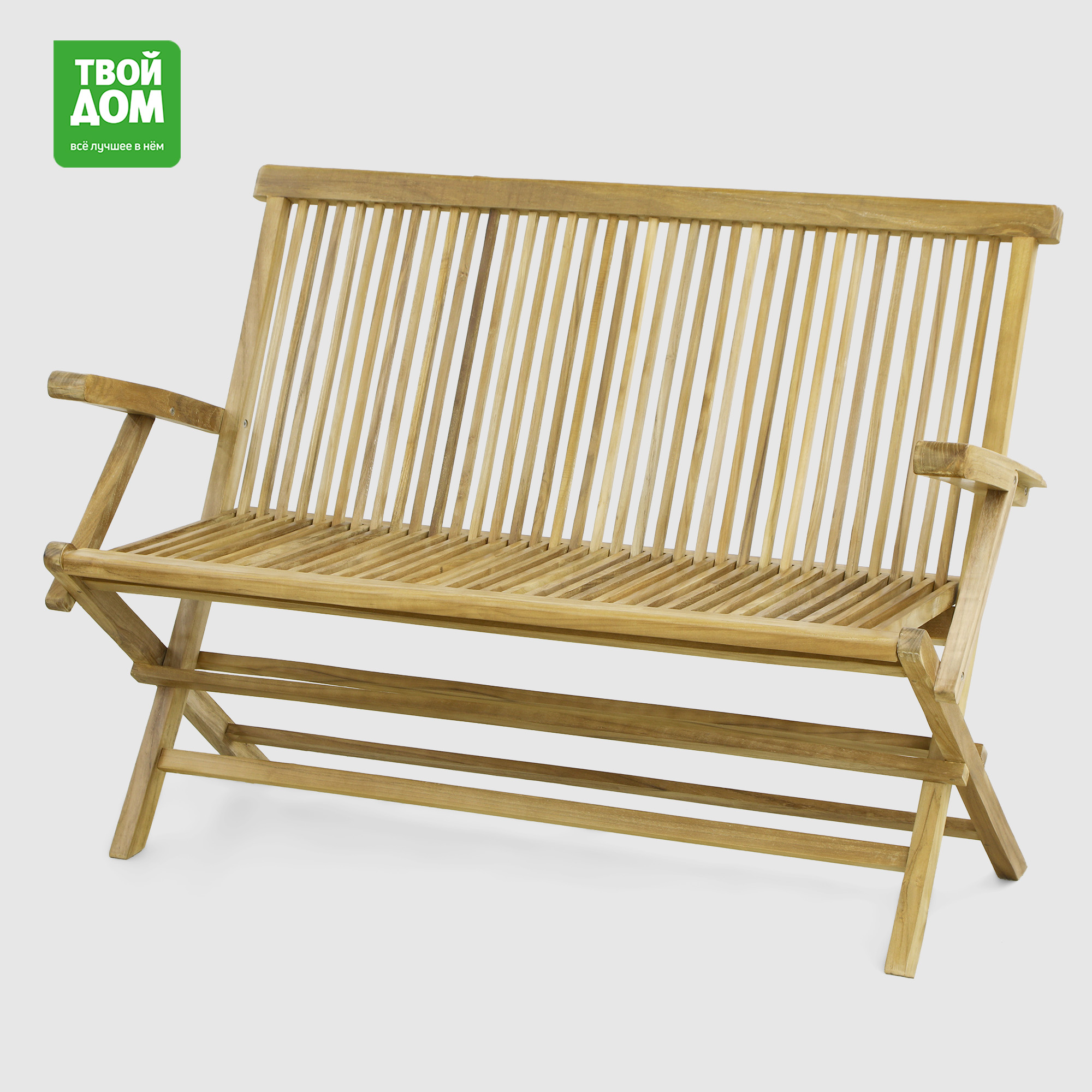 Скамейка 2-местная Rohman Java с подлокотниками 126х60х91 см