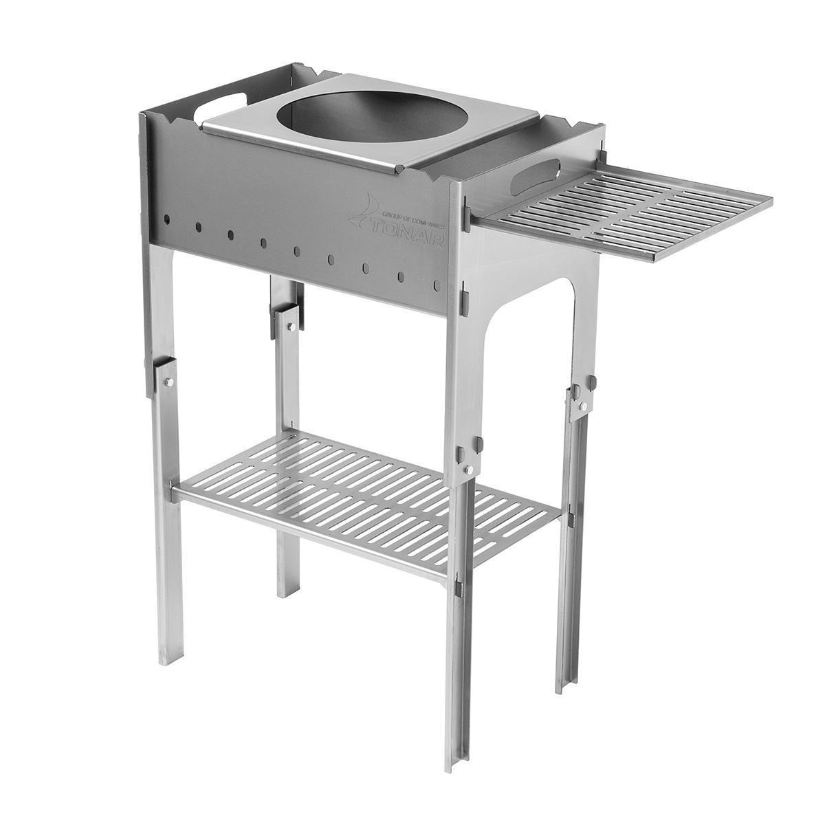 Мангал разборный Тонар со столиком и подставкой под казан, сталь 2 мм