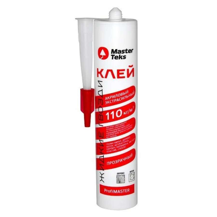 Клей акриловый MasterTeks PM ЖГ 110 кг/м2 экстрасильный прозрачный 280 г