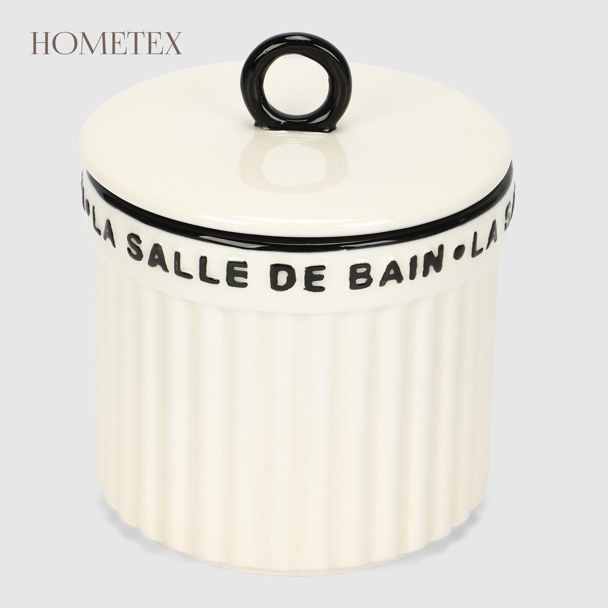 Ёмкость для ватных дисков Hometex с окантовкой керамический бежевый D108х127 см 549₽