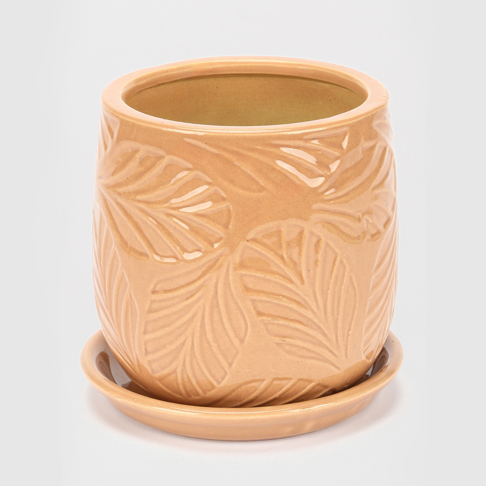 Горшок для цветов с поддоном Viet Thanh Бежевый лист d16