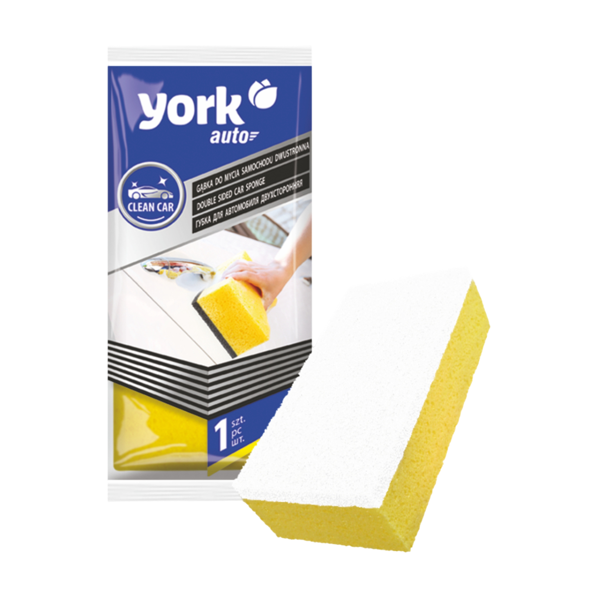 

Губка York для автомобиля двусторонняя, Белый;желтый