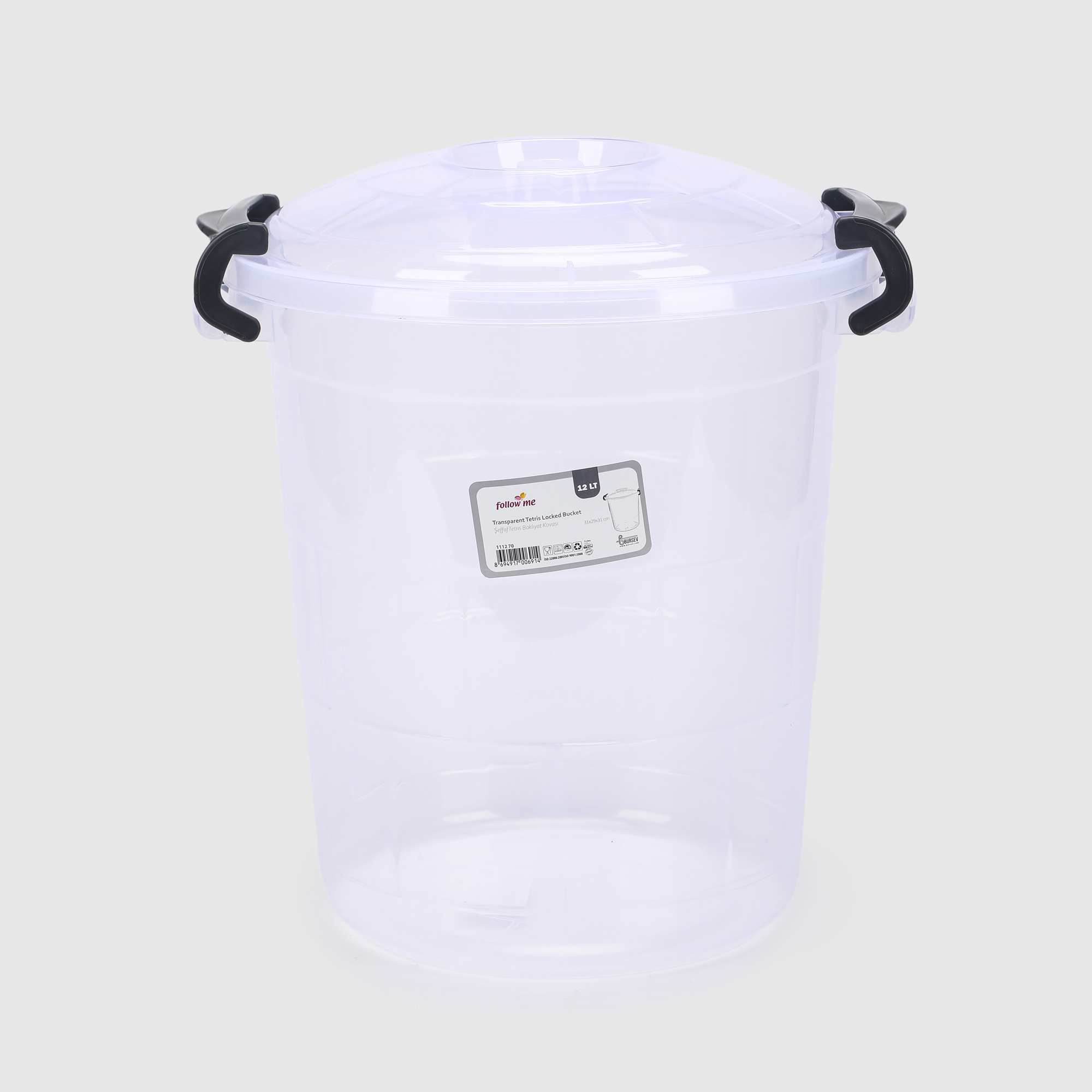 Ведро Follow me Tetris прозрачное с крышкой 12 л 335х305х315 см 479₽
