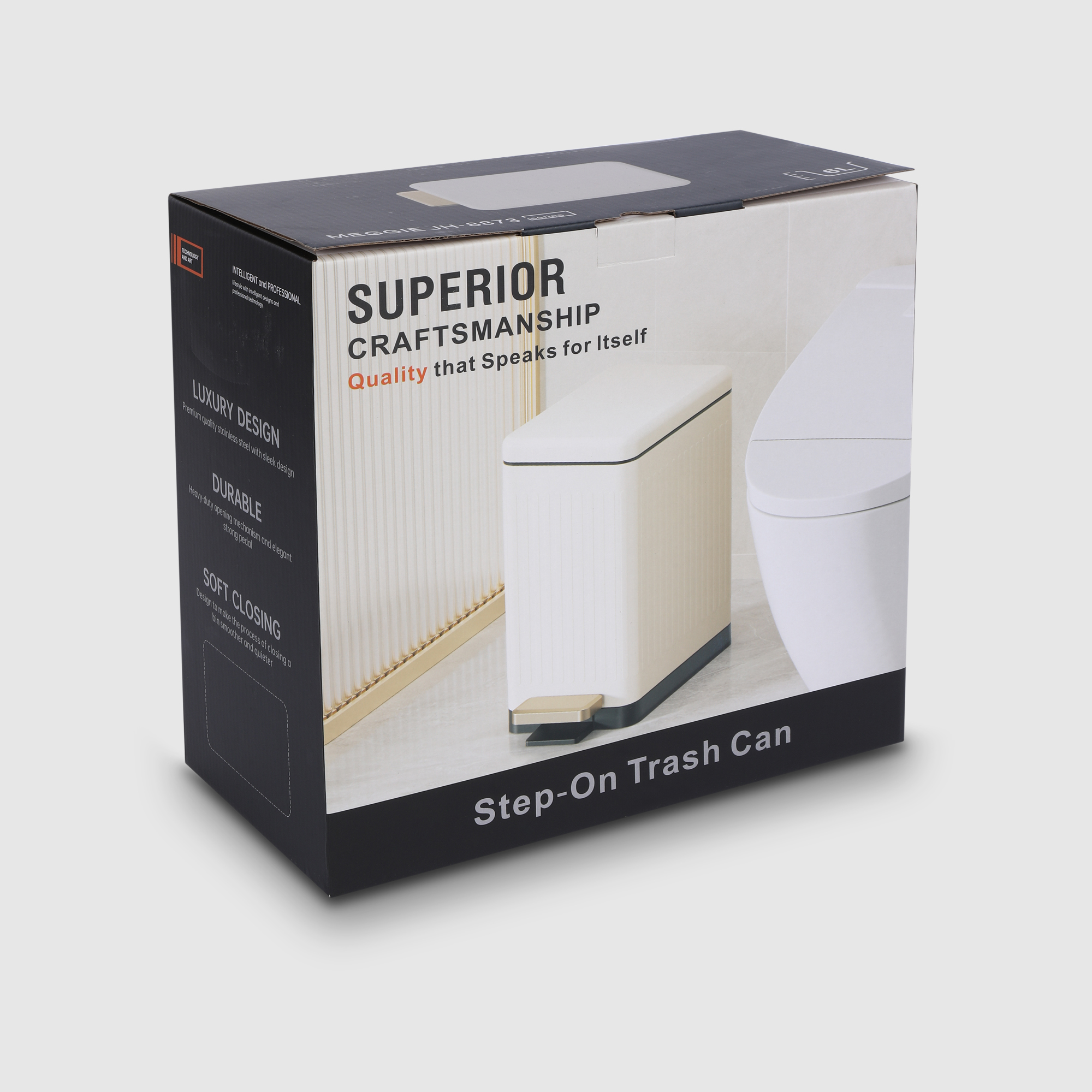 Бак мусорный Java с педалью молочный 6 л 14,5x32x28,5 см