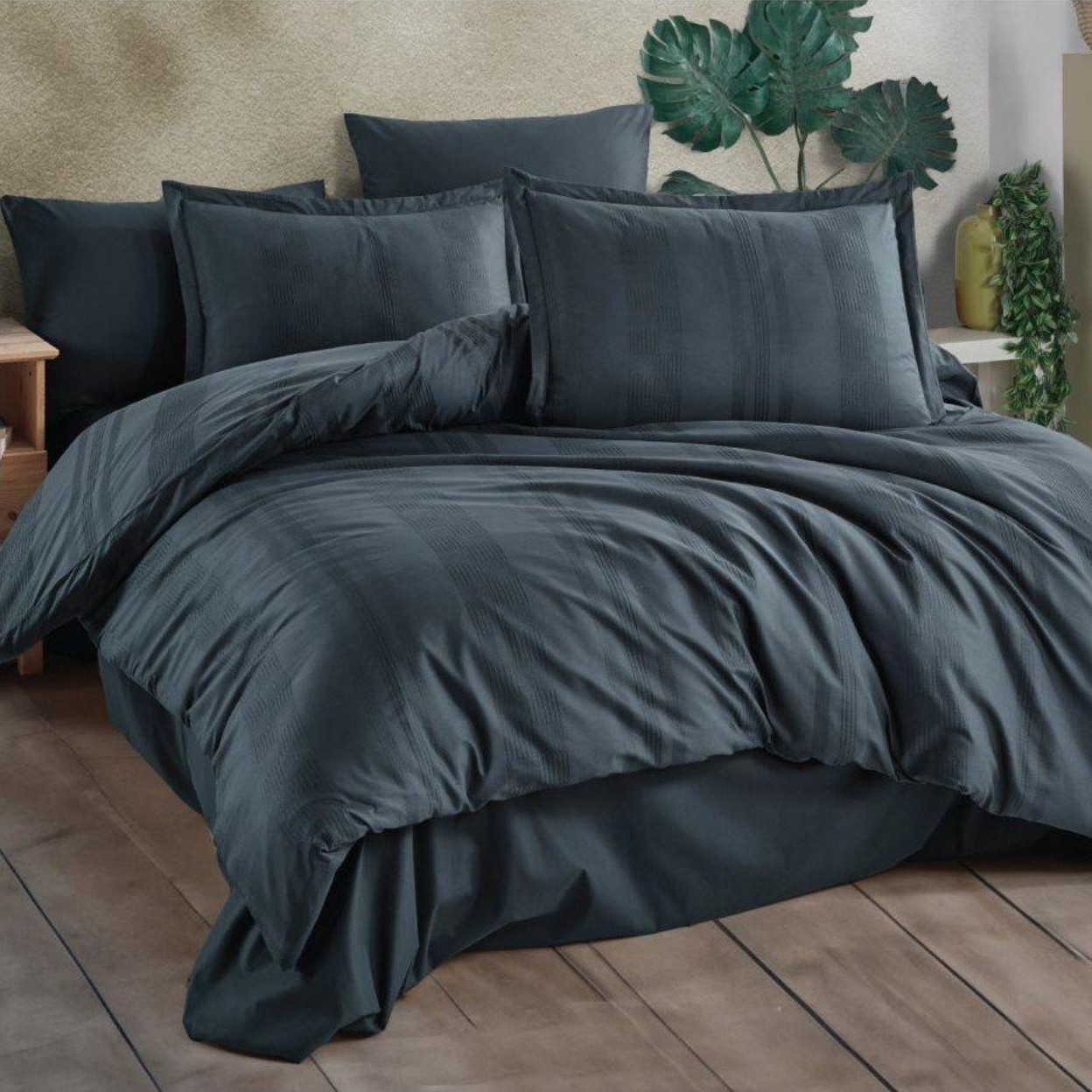 Комплект постельного белья Nordqueen Unita Ranforce Anthracite семейный 4790₽