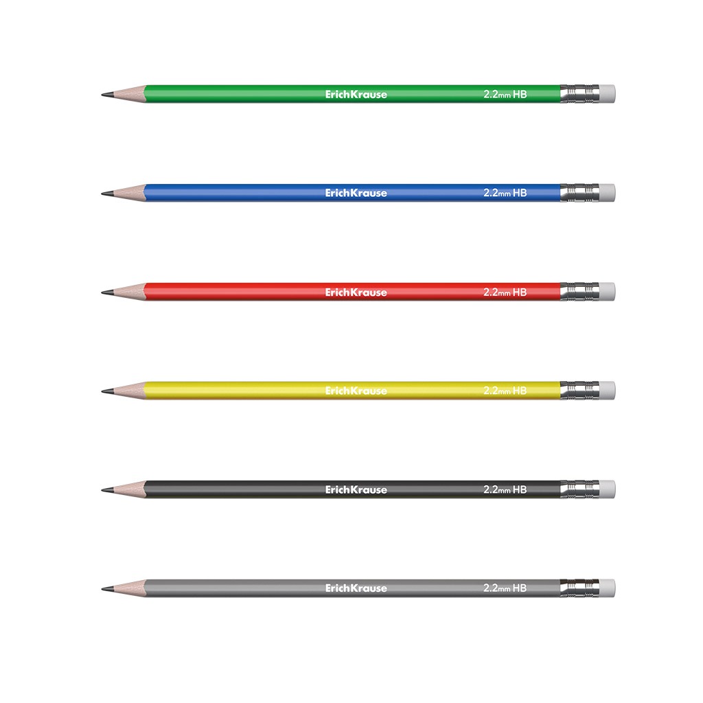 Чернографитный карандаш Erich Krause HB с ластиком в ассортименте 23₽