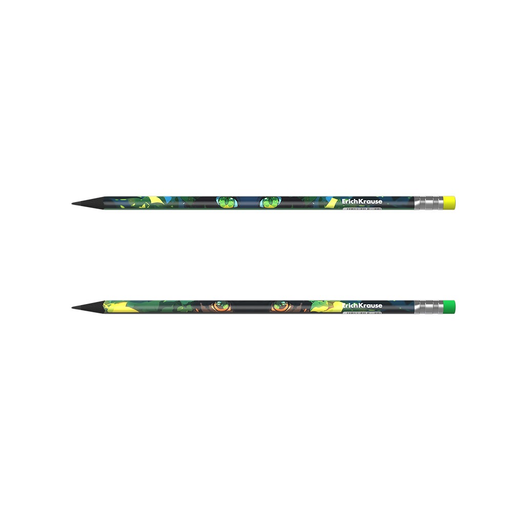 Чернографитный карандаш Erich Krause Garden Pet трёхгранный HB с ластиком в ассортименте 39₽