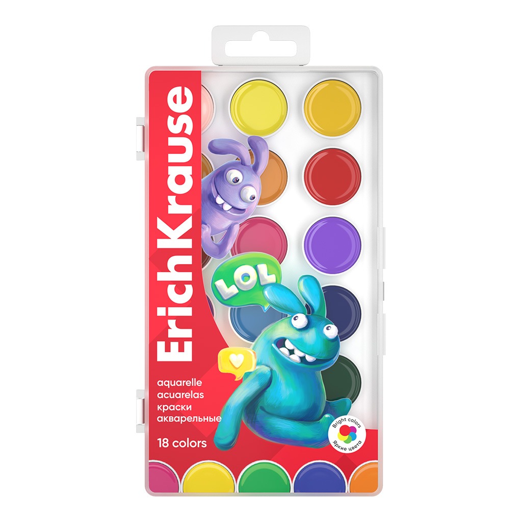 Краски акварельные Erich Krause Jolly Friends 18 цветов 299₽