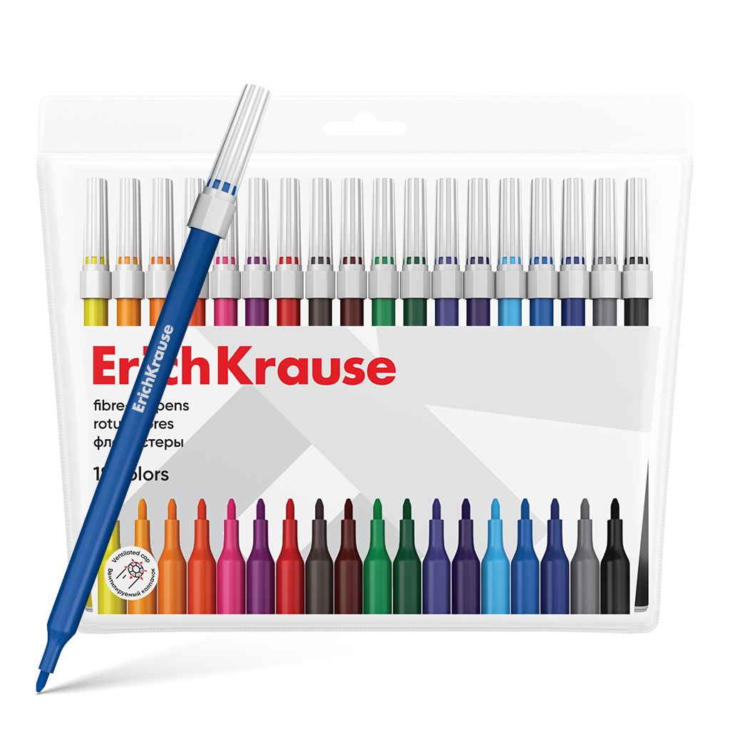 Фломастеры Erich Krause light в футляре 18 шт 299₽
