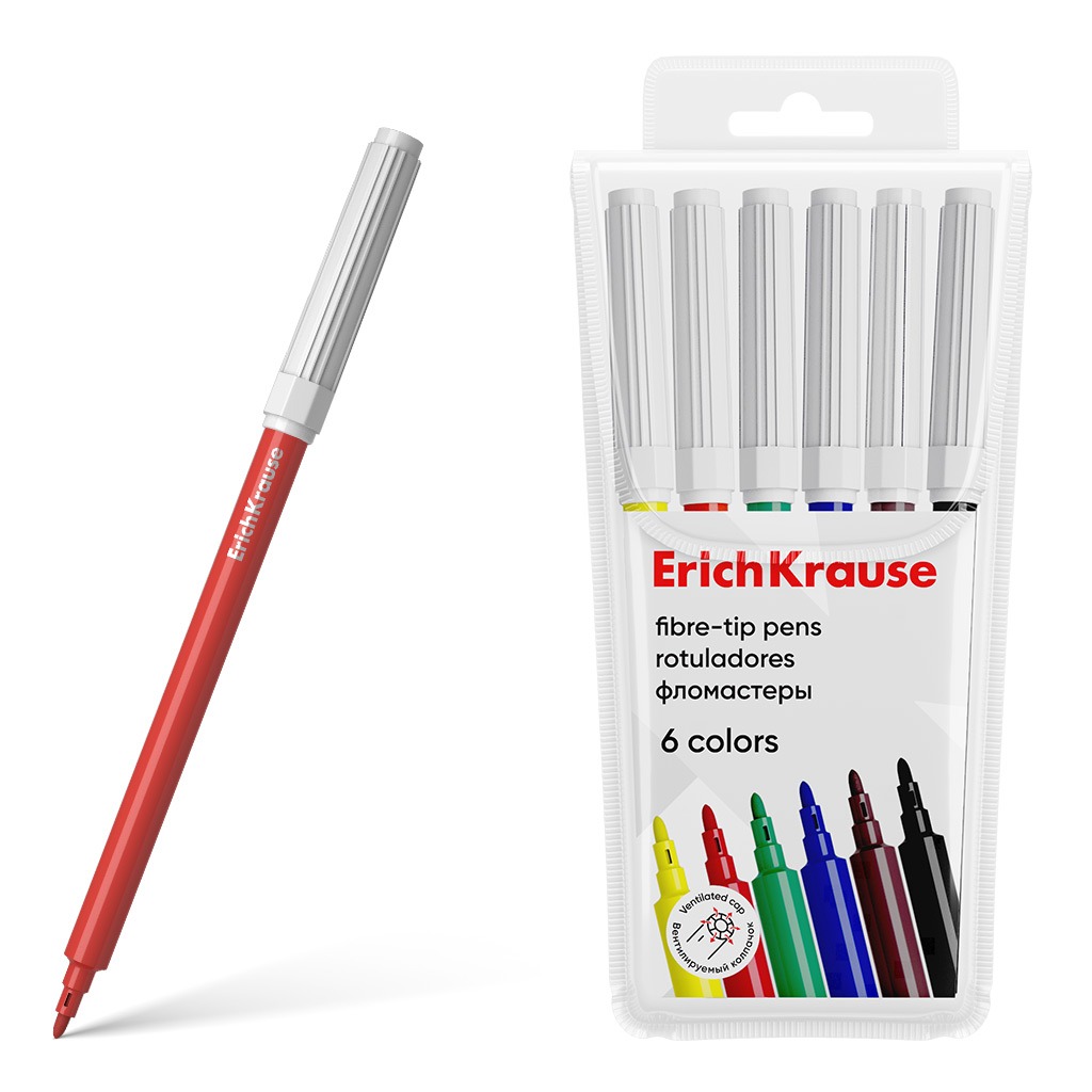 Фломастеры Erich Krause в футляре 6 шт 129₽