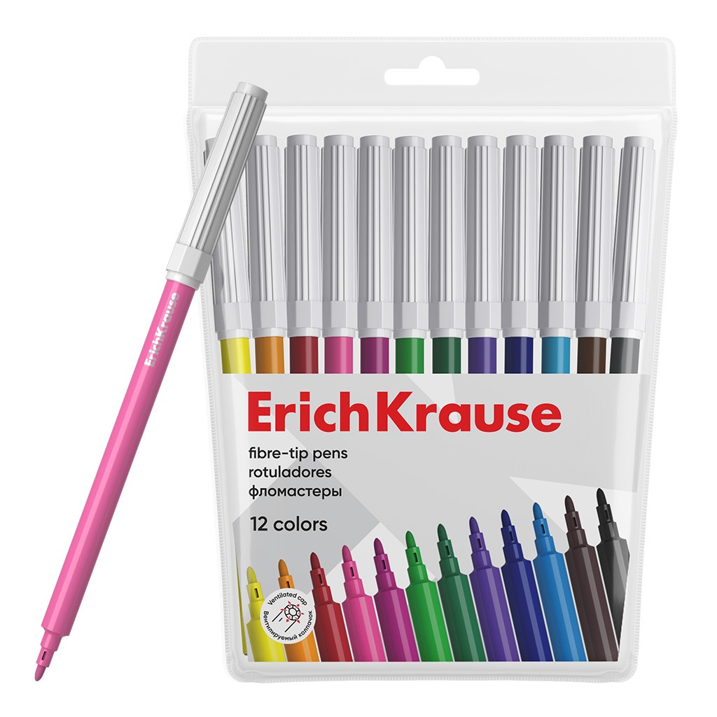 Фломастеры Erich Krause в футляре 12 шт 249₽