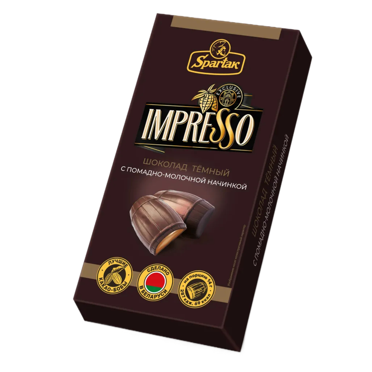 Шоколад Impresso тёмный с помадно-молочной начинкой 141 г