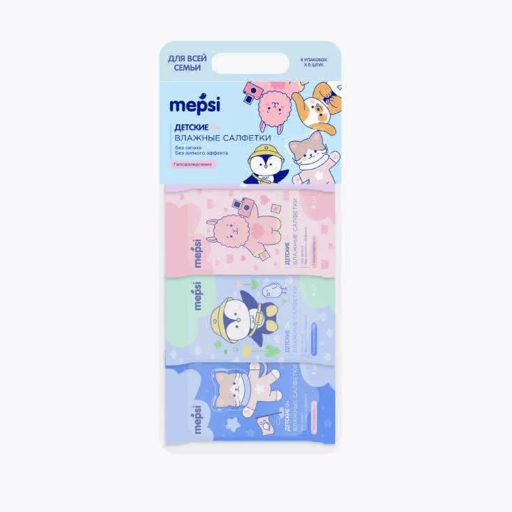 Влажные салфетки Mepsi детские без отдушки 64 шт 189₽