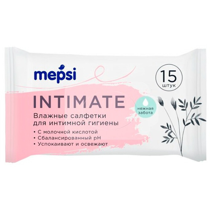 Влажные салфетки Mepsi для интимной гигиены 15 шт 39₽