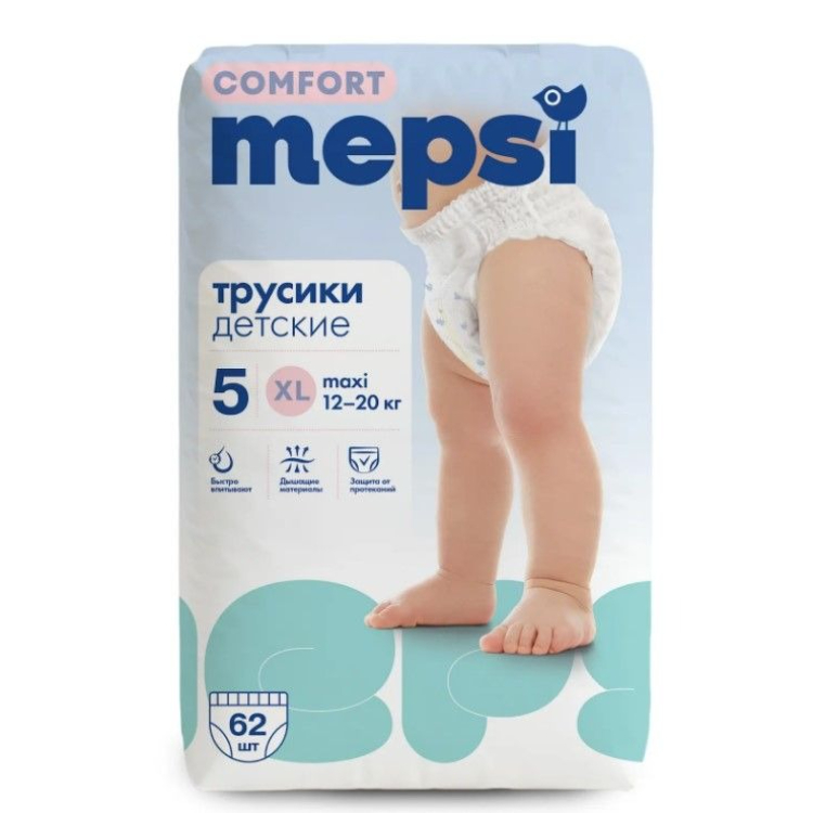 Подгузники-трусики Mepsi Comfort детские ХL 12-20 кг 62 шт 2229₽