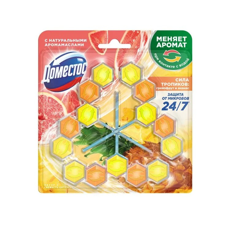 Блок для очищения унитаза Доместос Сила тропиков, 3х50 г