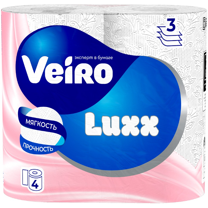 Бумага туалетная Linia Veiro Luxoria 3 слоя 4 шт