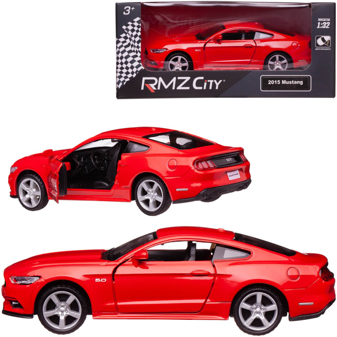 Машина металлическая RMZ City Ford Mustang GT 2015 масштаб 137 Лицензионная модель Фрикционный механизм 329₽