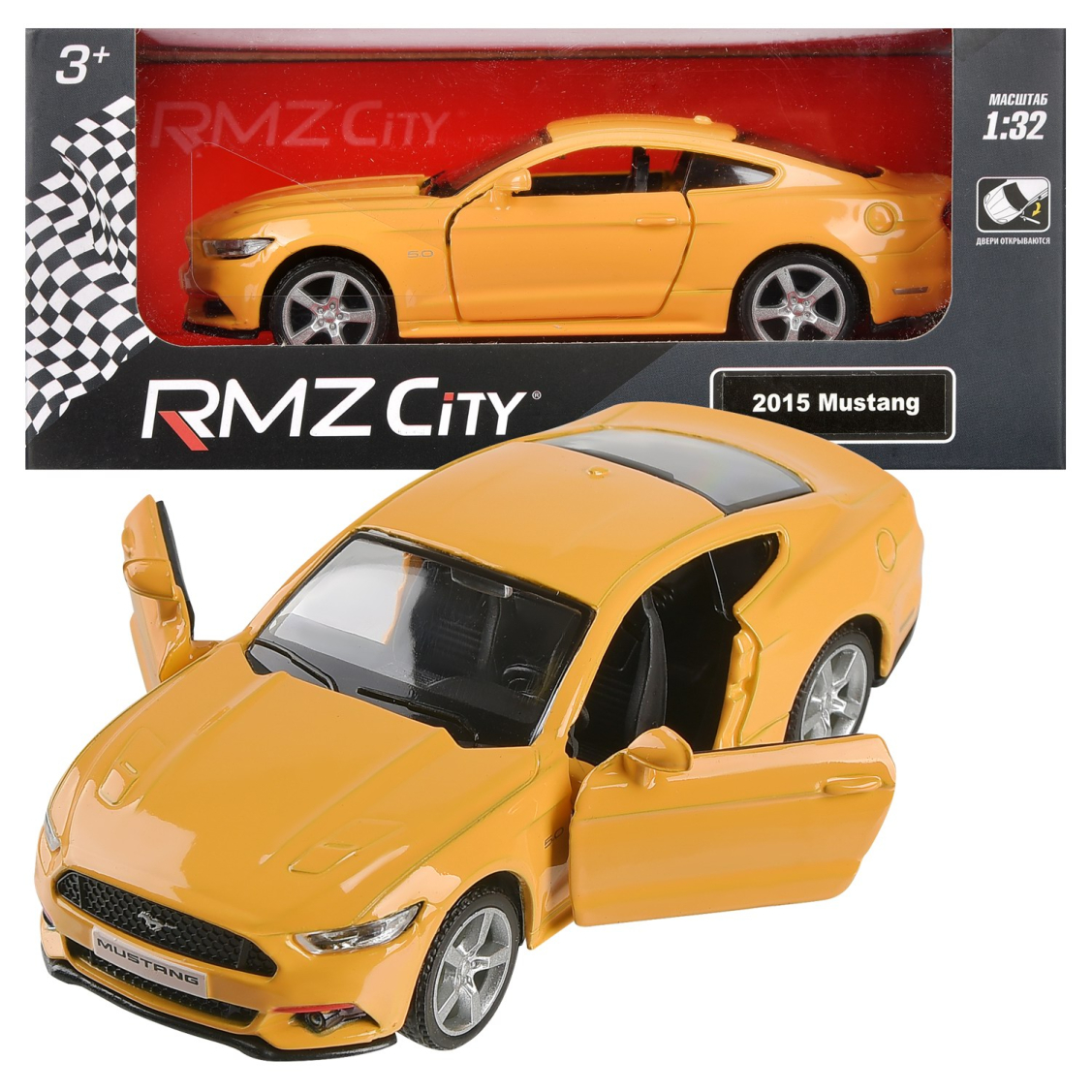 Машина металлическая RMZ City Ford Mustang GT 2015 масштаб 137 Лицензионная модель Фрикционный механизм 329₽