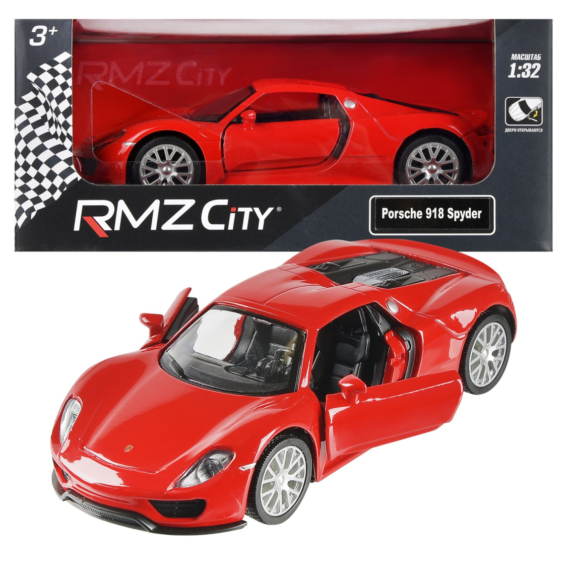 Машинка металлическая RMZ City Porsche 918 Spyder масштаб 135 Лицензионная модель Фрикционный механизм 329₽