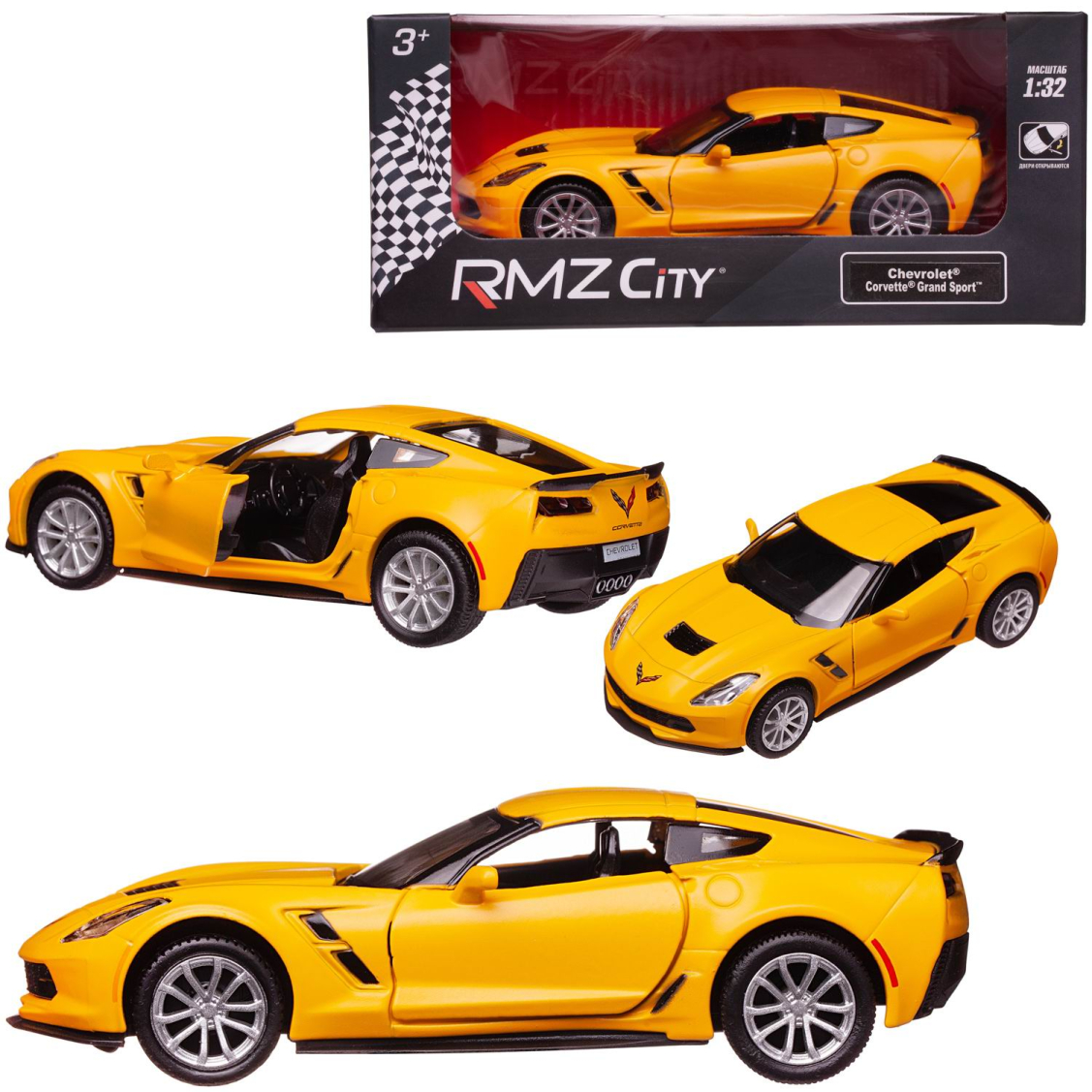 Машинка металлическая RMZ City Chevrolet Corvette Grand Sport, масштаб 1:37 Лицензионная модель. Фрикционный механизм.
